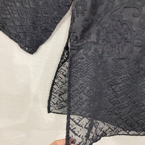 Calypso St. Barth Medium Gray Artsy Art to Wear Textured Side Slit Sheer Top - Picture 5 of 11